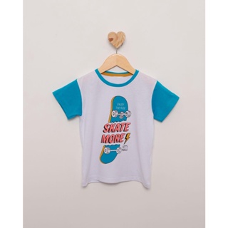 Camiseta Bebê Manga Curta Estampa Skate Branca