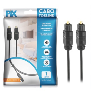 Cabo Toslink Óptico Digital Áudio 1 Metros Plug Gold Pix