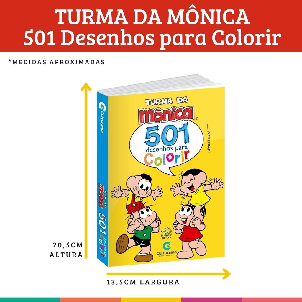 Livro 501 Desenhos para Colorir - Turma Da Monica - 01 UN - Culturama -  Rizzo - Rizzo Embalagens