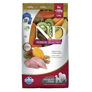 Ração ND Tropical Selection Para Cães Adultos Medium/Maxi Frango Leve 2,5kg e Pague 2kg