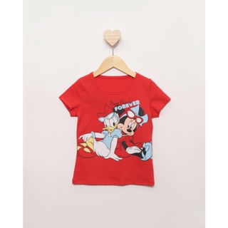 Blusa Infantil Disney Estampa Minnie e Margarida Manga Curta Vermelha