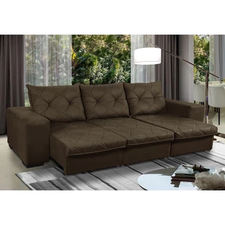 Sofá Retrátil Reclinável 4 Lugares Bali 2,30 Suede c/ molas