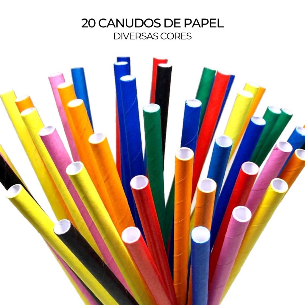 Canudo Papel Colorido Canudinho Biodegradável 6mm Festa Bolo Decoração ...