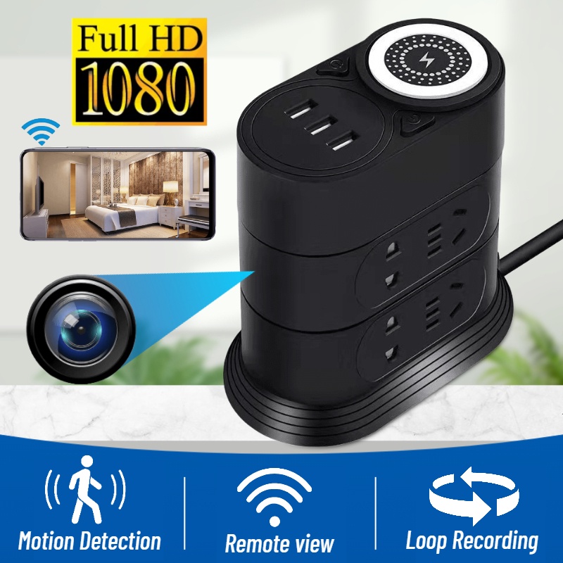 1080P Mini Câmera Full HD WIFI De Mesa Carregador Sem Fio Vigilância ...