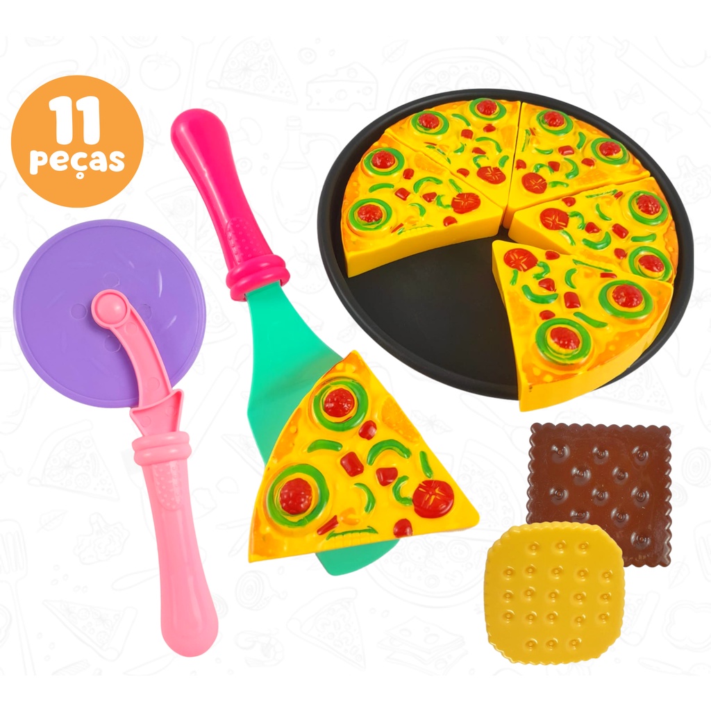Brinquedo Pizza Infantil 19 Peças Comida Comidinha Pizzaria | Shopee Brasil