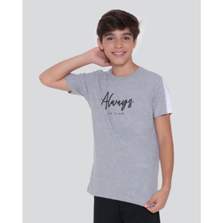 Camiseta Juvenil Estampada Cinza
