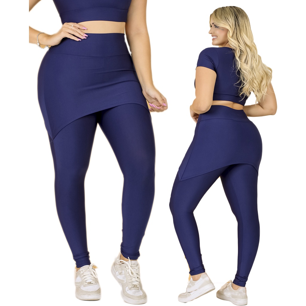 Calça Legging Feminina Saia Por Cima Da CalÃ§a Academia Calça