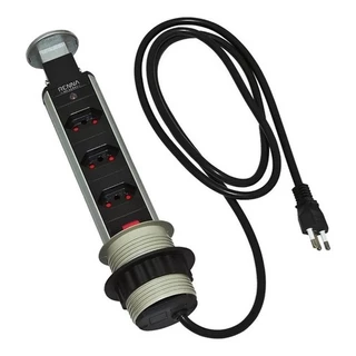 Torre 3 Tomadas Multiplug Retratil Embutir Mesa Bivolt Prata Renna