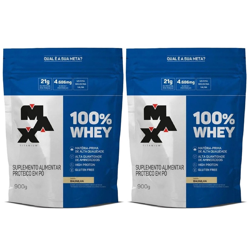 Kit 2x Whey Max Titanium 100% – Refil 900g – Baunilha