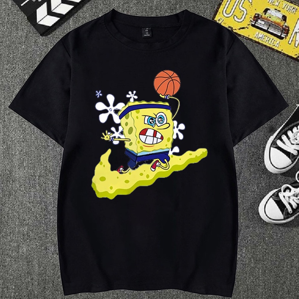Camiseta Básica Camisa Bob Esponja Calca Quadrada Basquete NBA Champion Unissex Claramod@s