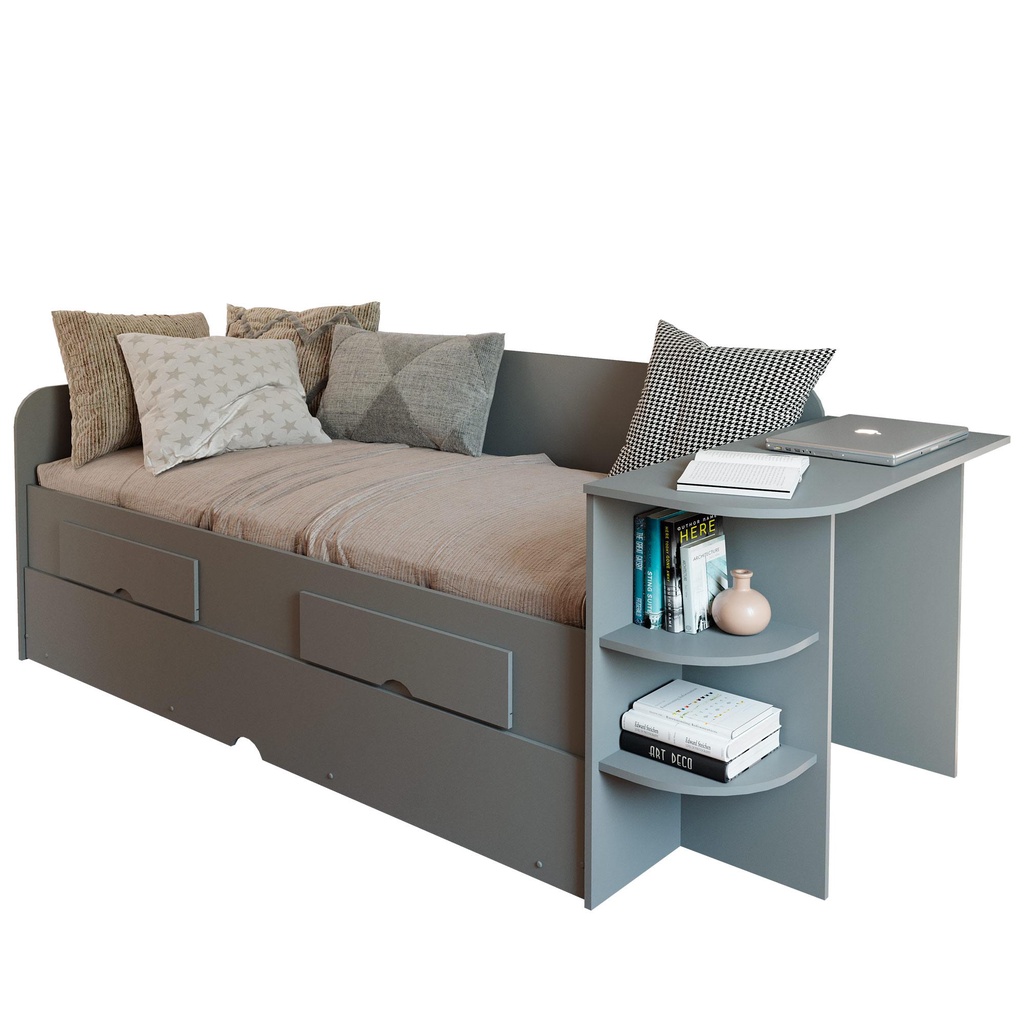 Bicama Helena com Escrivaninha e Prateleiras Cimol Grafite