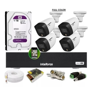 Kit 4 Cameras Intelbras Full Color Dvr 8ch Full C/ Purple 1t