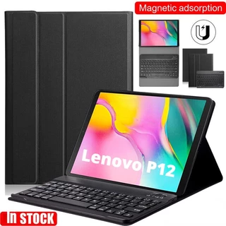 Para Lenovo Tab P12 TB370FU TB371FC 12.7 " Wilress Bluetooth Keyboard C/Capa De Couro Com Mouse