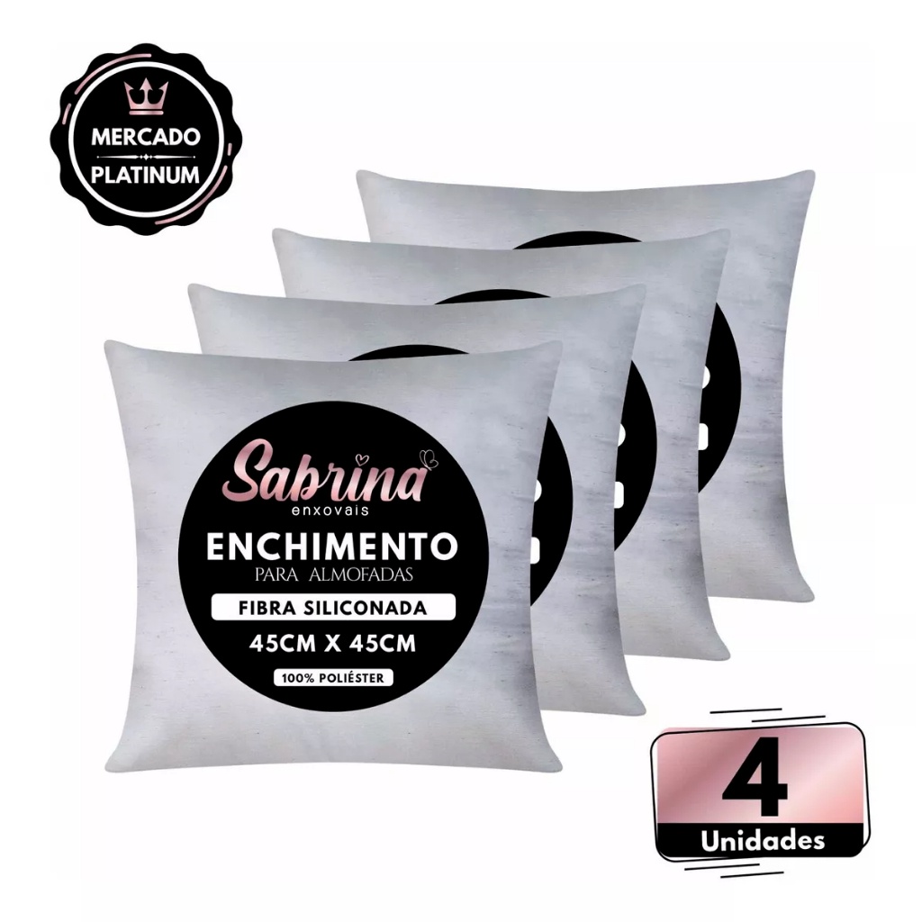 Refil De Almofadas De Silicone 45cmX45cm Kit Com 04