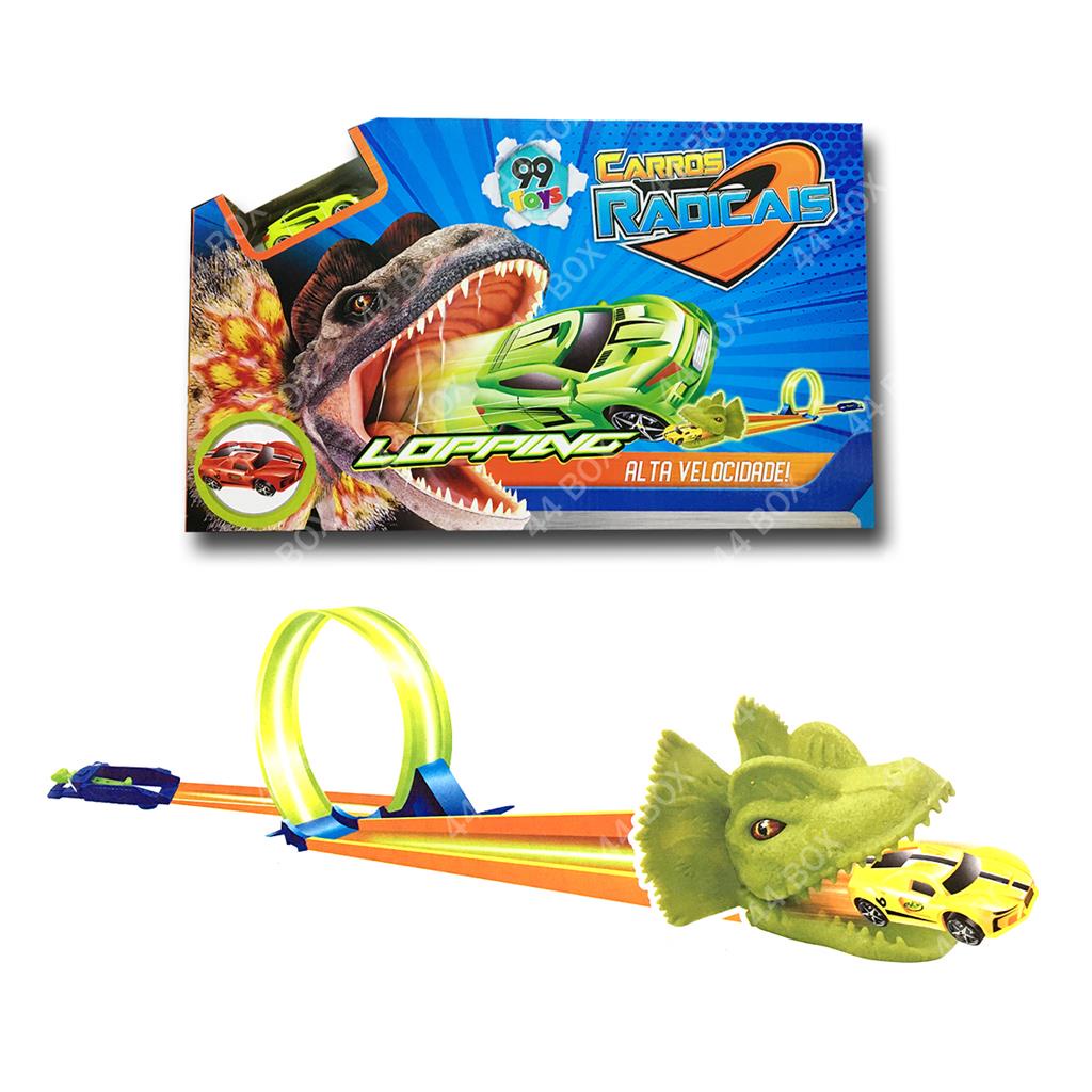 Pista Lancador de Carrinhos Looping Radical Tipo Hotwheels Dinossauro