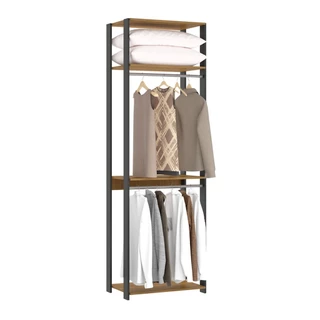 Guarda-Roupa para Closet Aberto Estilo Industrial Bacco 70x220Cm MDP Carvalho 6102 MENU