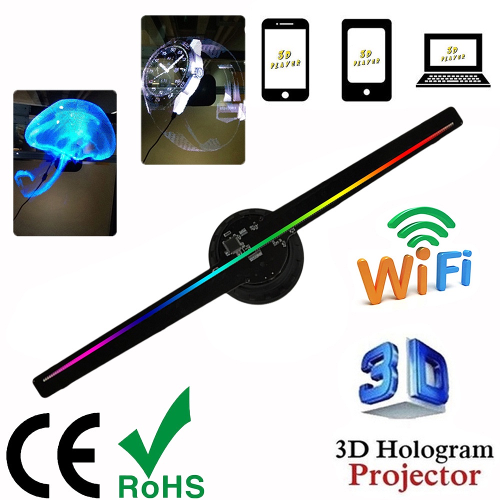 Projetor holográfico 3D LED Wi-Fi Display Ventilador Holograma Reprodutor de Publicidade [7/8]