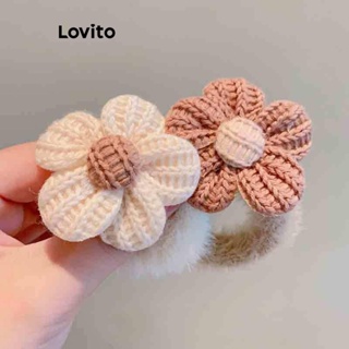 Lovito Laços De Cabelo De Pelúcia Com Flores Florais Casuais Para Mulheres LFA10224