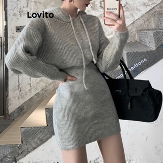 Lovito Vestido Suéter Casual Liso Para Mulheres LNA41150