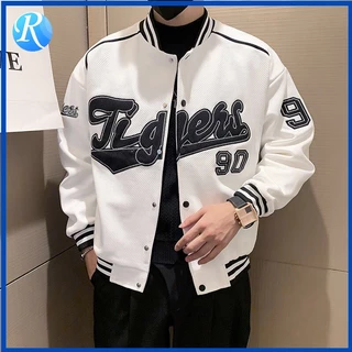 Primavera Outono Casaco Uniforme De Beisebol De Um Só Peito Bordado Masculino Impressão Casual
