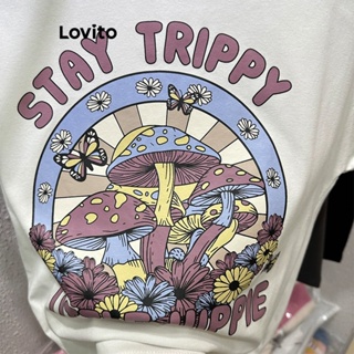 Lovito Camiseta Feminina Casual Com Estampa De Letras LNE42132