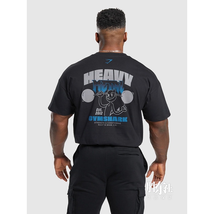 Nova Camiseta GYMSHARK HEAVY METAL UK Para Treinamento De Fitness Masculino  De Manga Curta De Algodão Com Absorção De Umidade