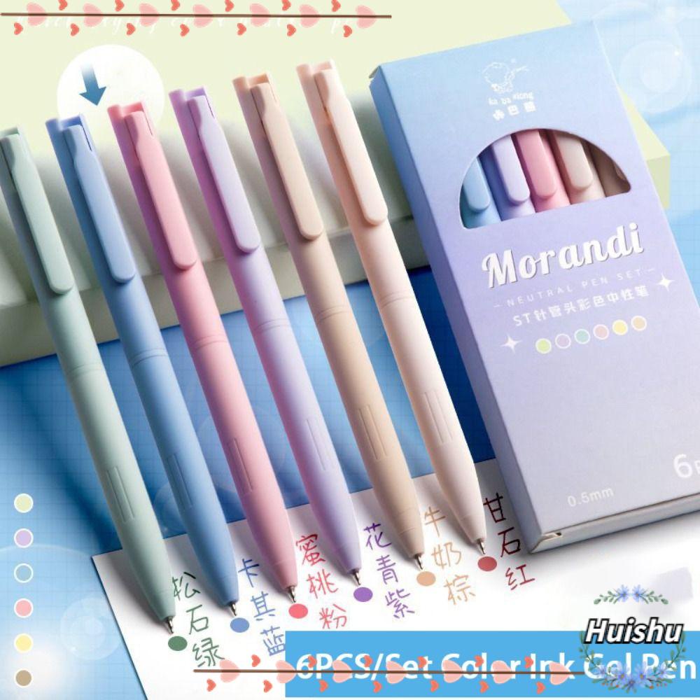 Caneta HUISHU Gel Pen , De Tinta Colorida Tipo Prensa Neutra , Criativa Morandi Color Painting Supplies Signing Students