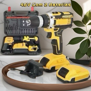 Parafusadeira Furadeira 48V OU 12V Com 2 Baterias Com Maleta e Acessórios Completo