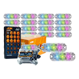 Kit 30 Faróis 6w Colorido + Strobo Ajk Rgb Rítmico 3.0