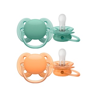 Chupeta Philips Avent Ultra Soft Dupla SCF091/03, 0-6 Meses, Verde/Salmão