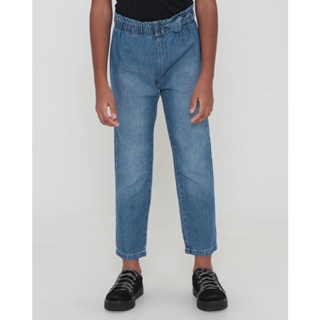 Calça Jeans Infantil Com Decoração Em Nó Azul Médio