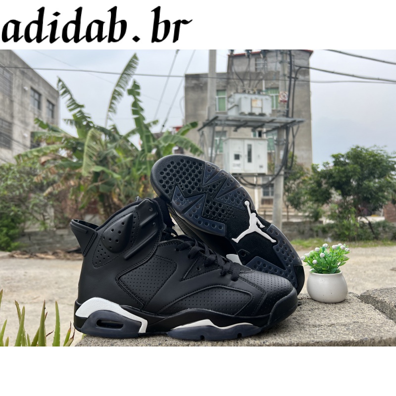 2023 6 Calçado de basquete anti-derrapante preto e branco retro resistente ao desgaste