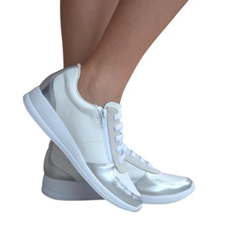 Tenis Feminino Usaflex aj1202 SlipOn Casual Couro Branco em Oferta na Shopee