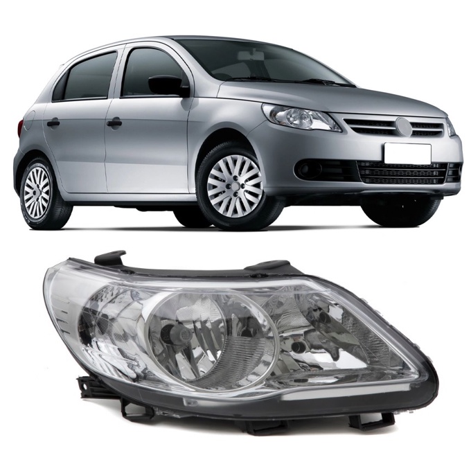 Farol Principal Gol Saveiro Voyage G5 Foco Duplo Cromado Lado Direito ...