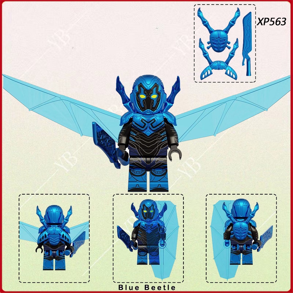 Brinquedos Educativos Para Crianças Série Marvel Heroína Blue Beetle Bloco De Construção Figura puzzle Brinquedo