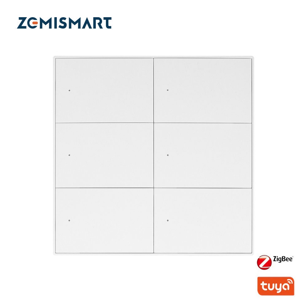 Zemismart Tuya Zigbee Push Wall Light Switches 6 Gangues Com Neutro Controle De Aplicativos Alexa Google Home Smartthings