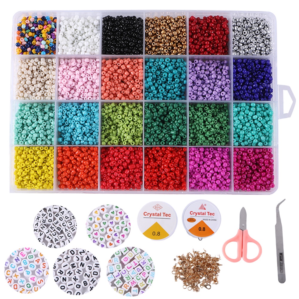 Glass Seed Beads 24 Colors Small Beads Kit Bracelet Beads For Jewelry Making  Botao