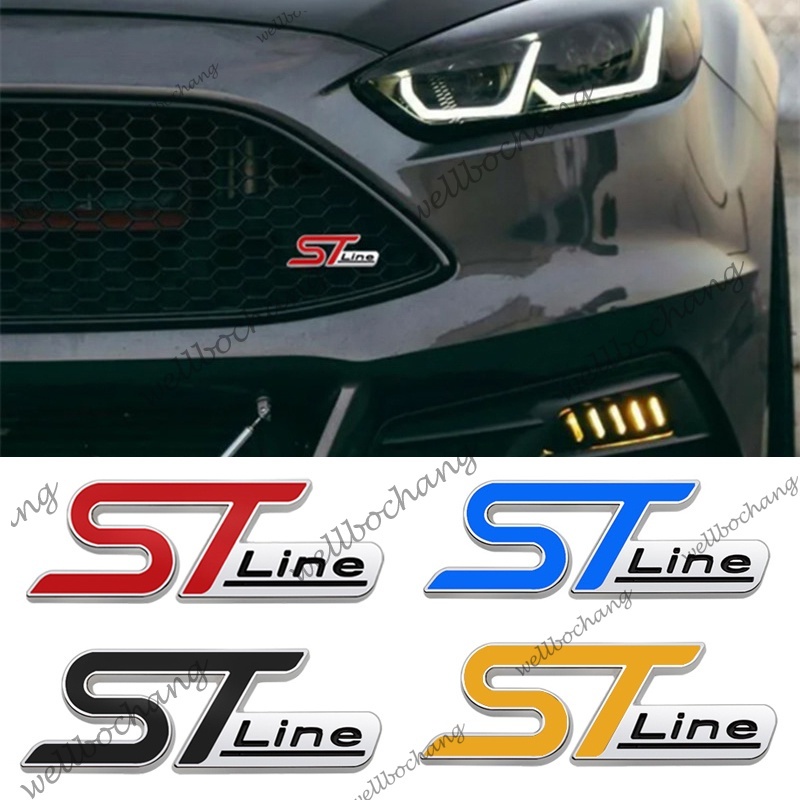 3D Metal Linha ST Adesivos Para O Emblema Da Grade Frontal Do Carro Ford Fiesta Kuga EcoSport Escort mk2 mk3 mk4 mk5 mk7 Foco 1 2 3