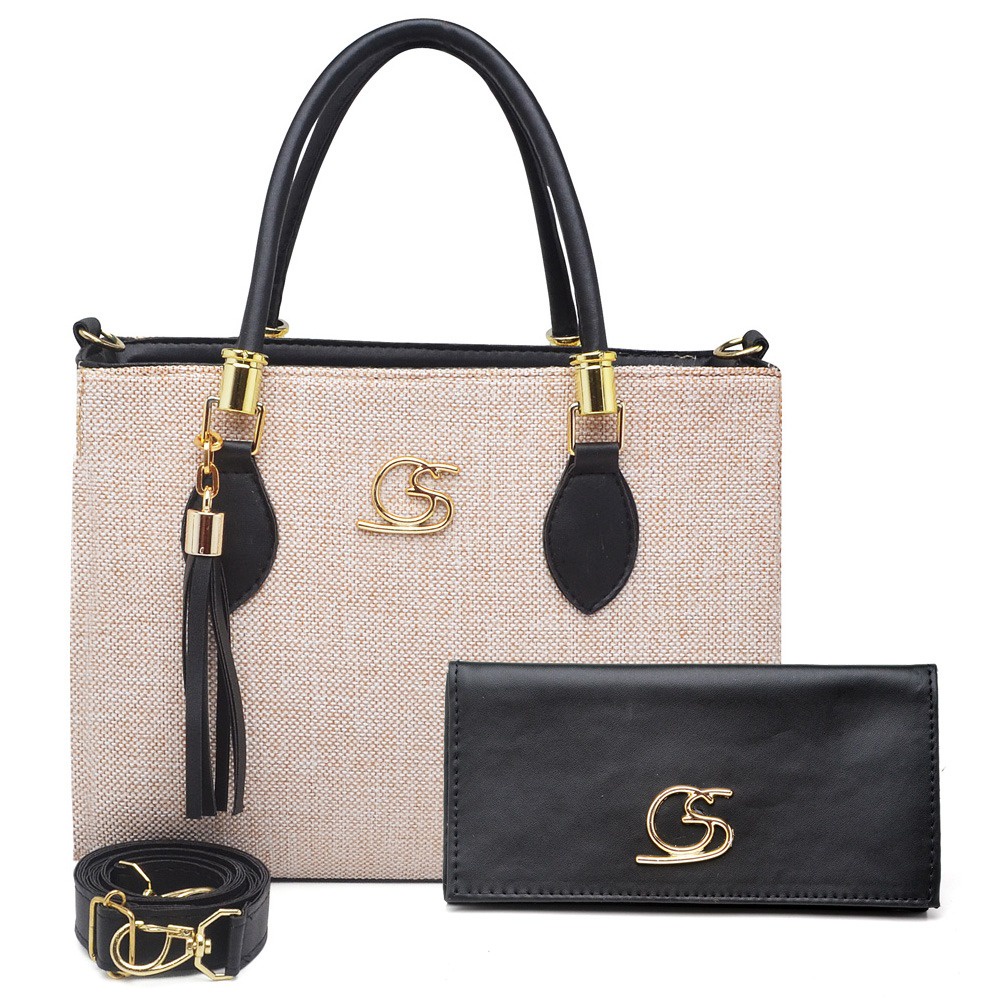 Kit Bolsa Feminina Tecido + necesserie GS