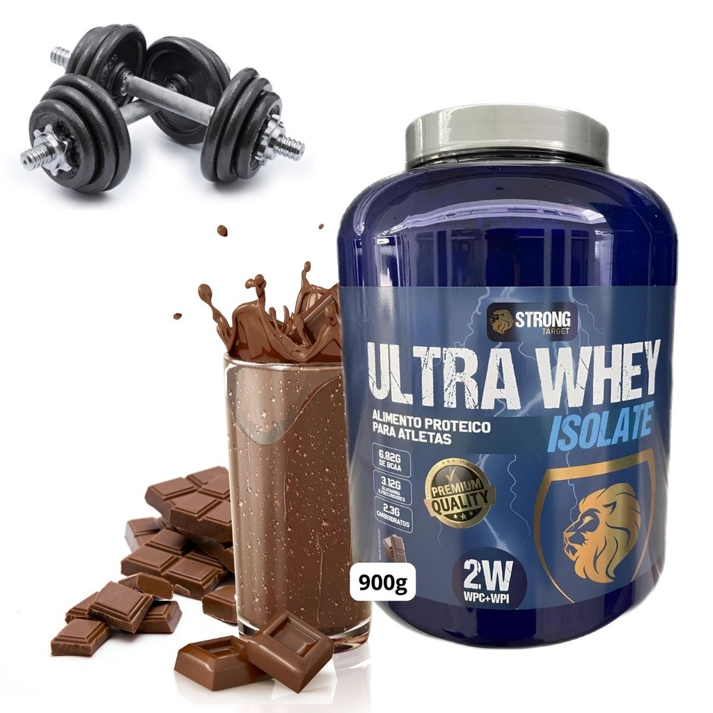 Whey Protein Concentrada Isolada Ultra Massa Muscular Chocolate 2W Strong Target 900g