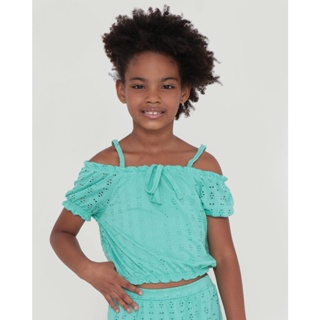 Blusa Infantil Laise Ciganinha Com Alça Verde Claro