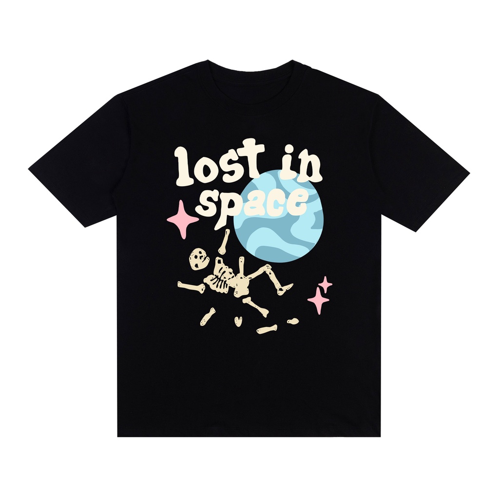 Camiseta Estampa Lost In Space 100% Algodão Unissex Camisa Oversized Streetwear Manga Curta Fio 30.1