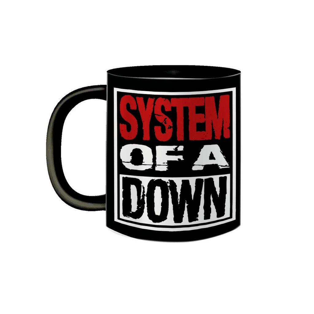 Caneca de Porcelana Preta Banda System of A Down SOAD Skull