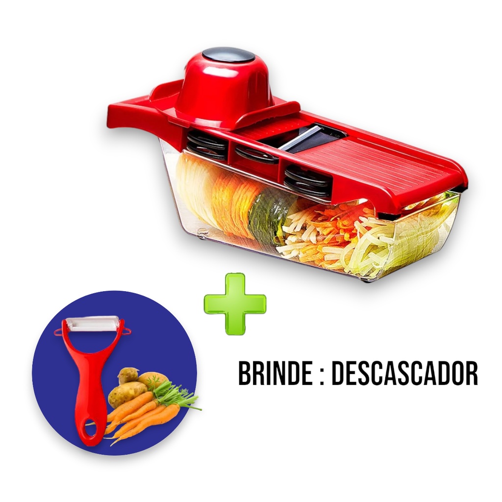 Ralador Fatiador de Legumes Mandoline Profissional Slicer 6 em 1
