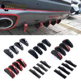 GODNESSFO 4Pcs/set Difusor Labial , Spoiler Traseiro Do Pára-Choques Shark Fin Modificado , Universal Carbon Fiber Pattern Anti-Colisão Vermelho Preto Carro