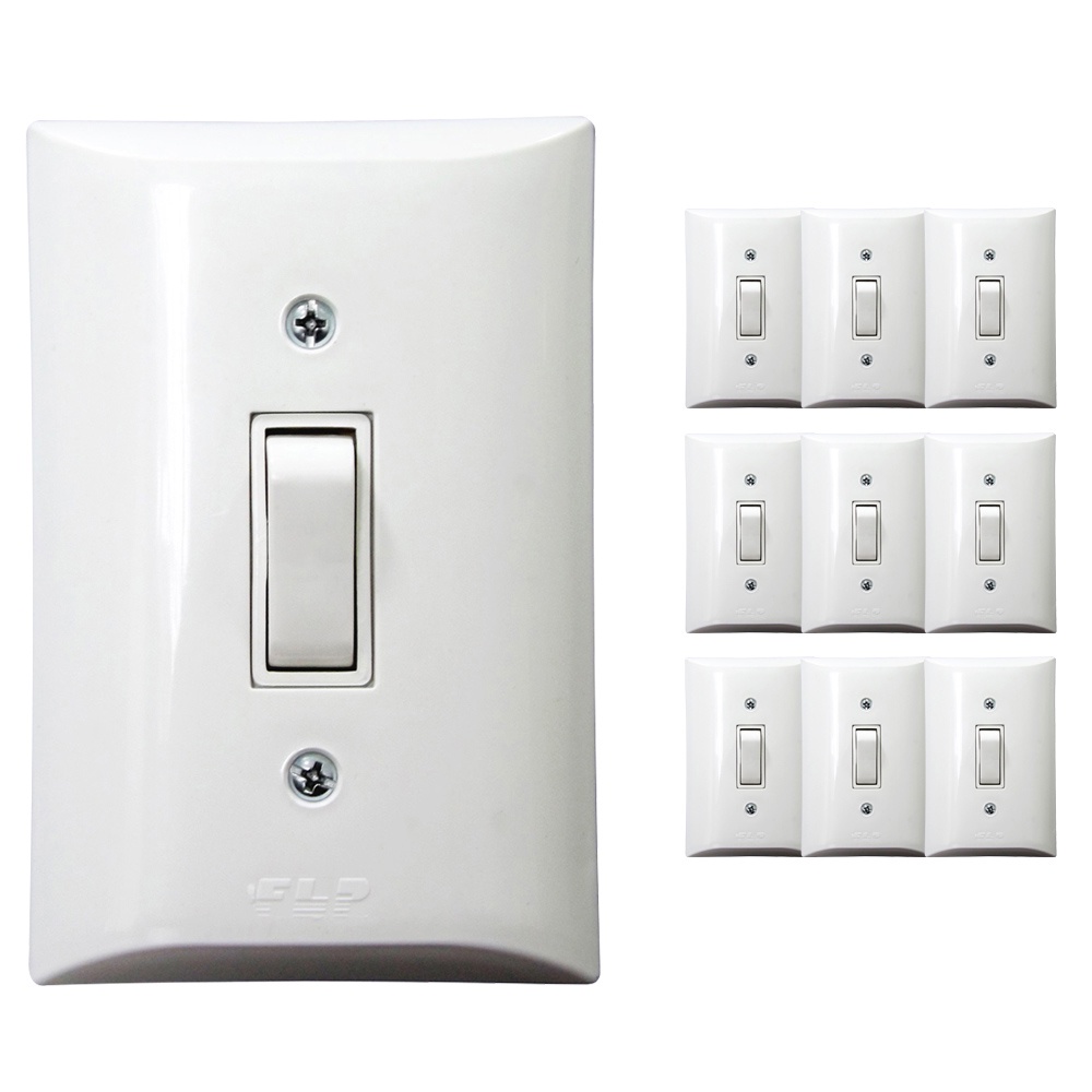 Kit 10 Interruptor 1 Tecla Simples 10A Com Placa Espelho Branco Bivolt 127v e 250v