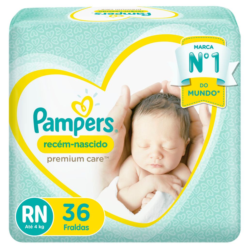 Fralda Pampers Recém-Nascido Premium Care RN 36 Unidades