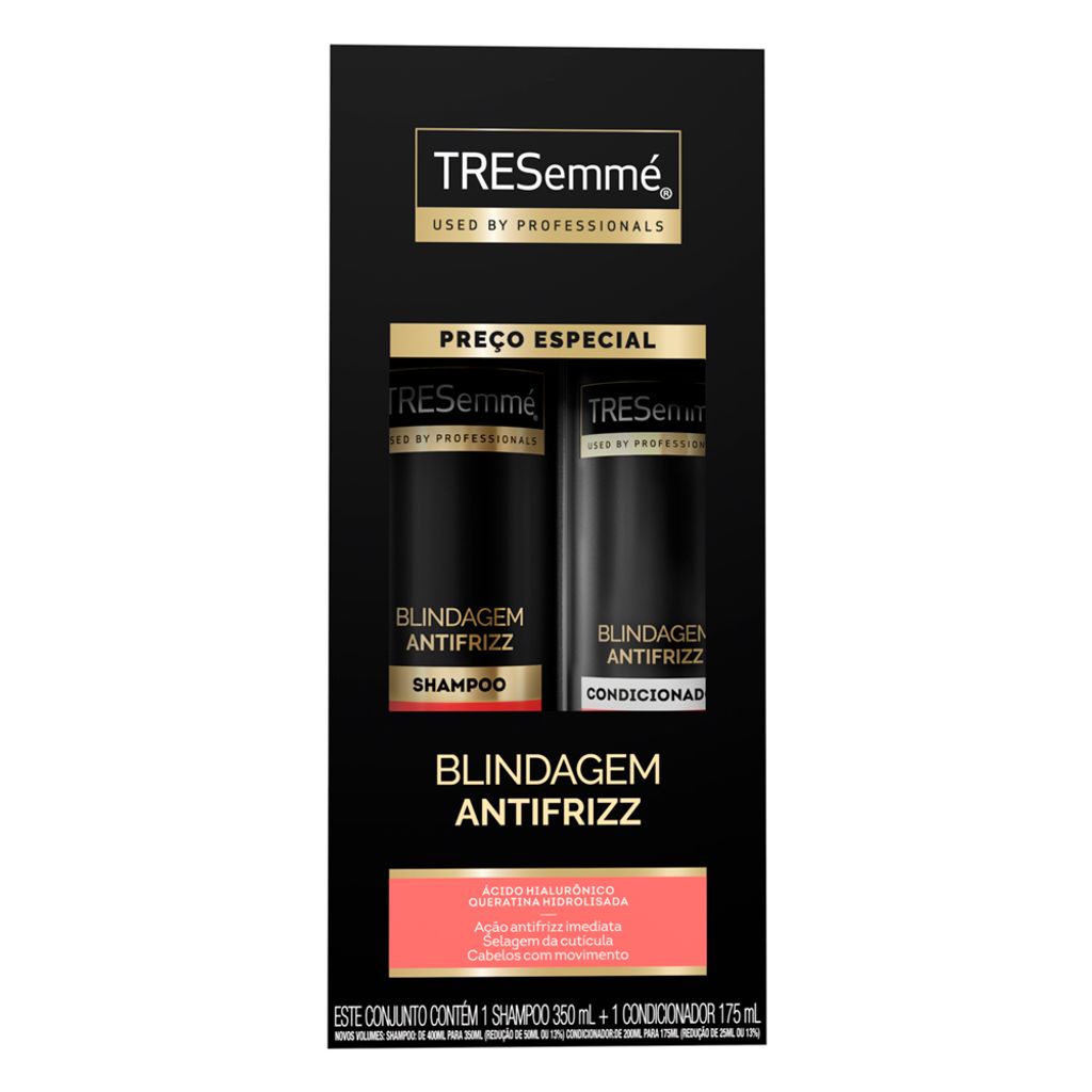 Kit TRESemmé Blindagem Antifrizz Shampoo 350ml e Condicionador 175ml Preço Especial