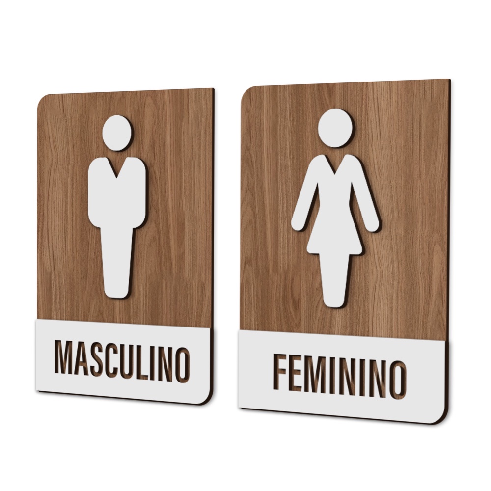 Kit 2 Placas Sinalização Indicativa Para Banheiro