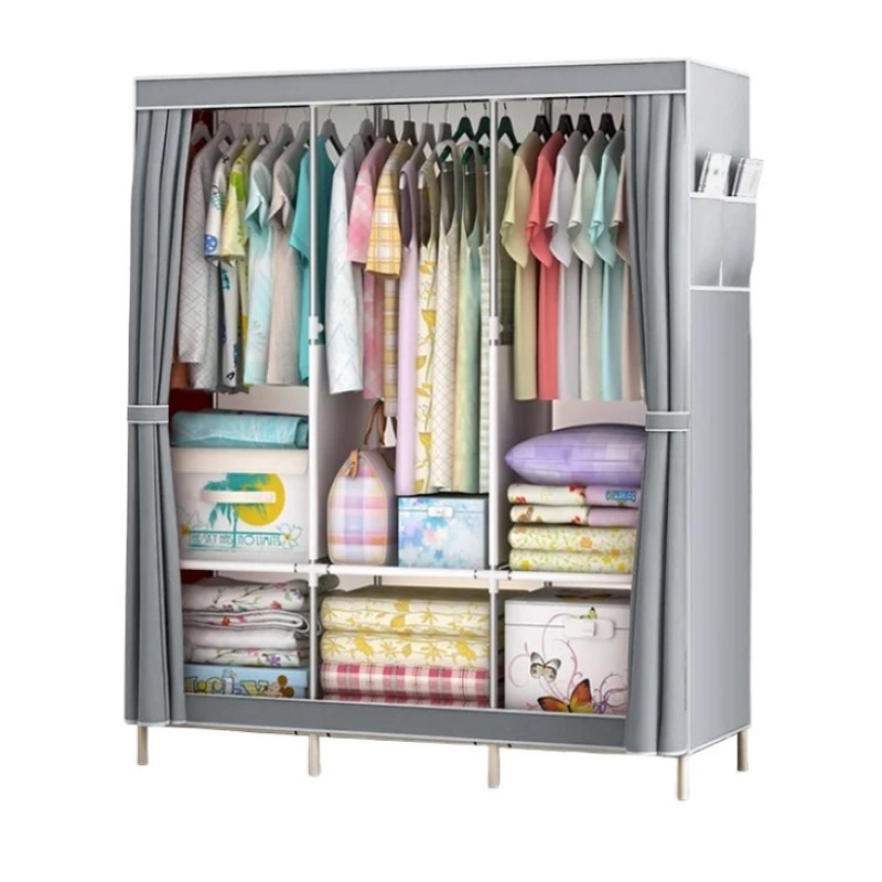 Armario De Roupas Organizador Portatil Armação de montar Prático Metal E Tecido Shark Blue